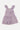 The Bouquet gauze dress featuring a purple floral pattern for baby girls